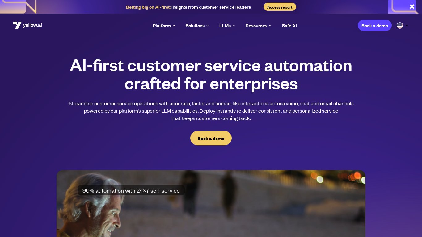 Yellow.ai Landing page