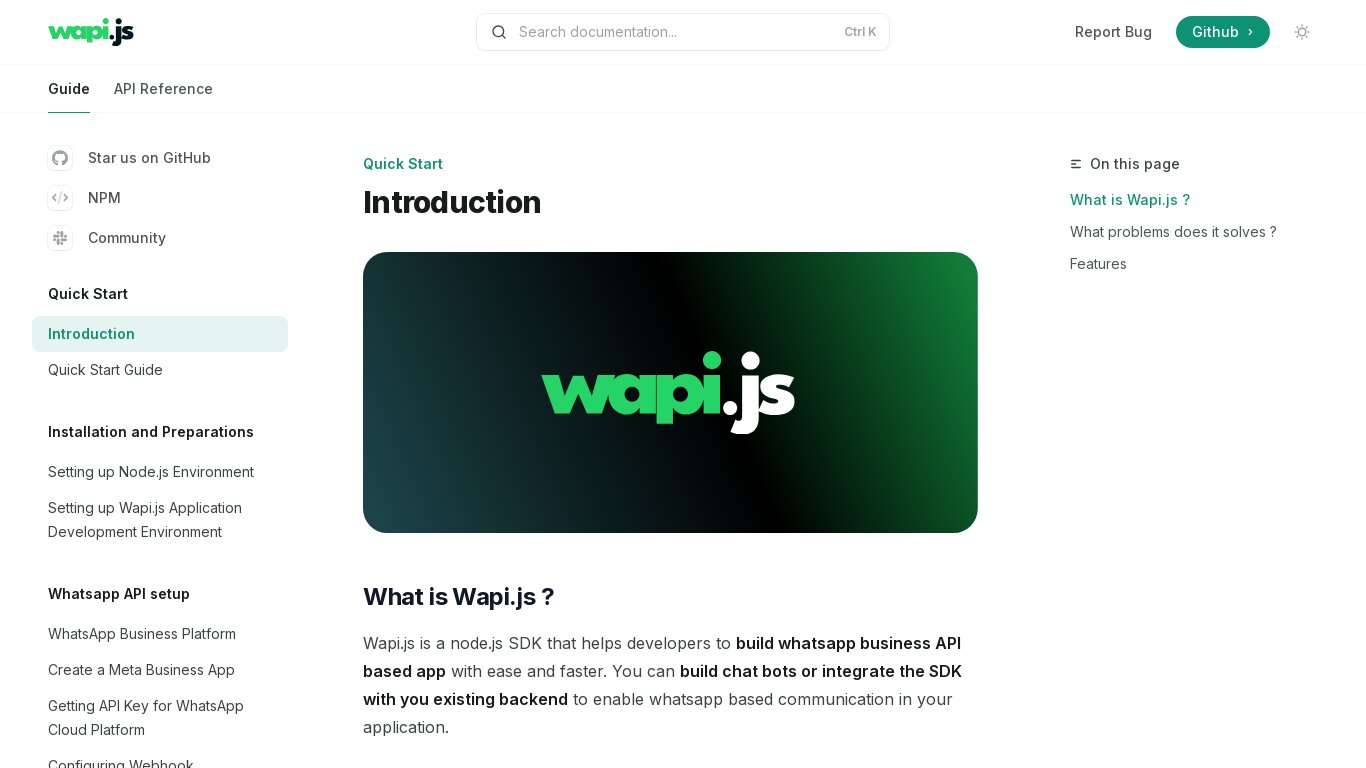 Wapi.js Landing page