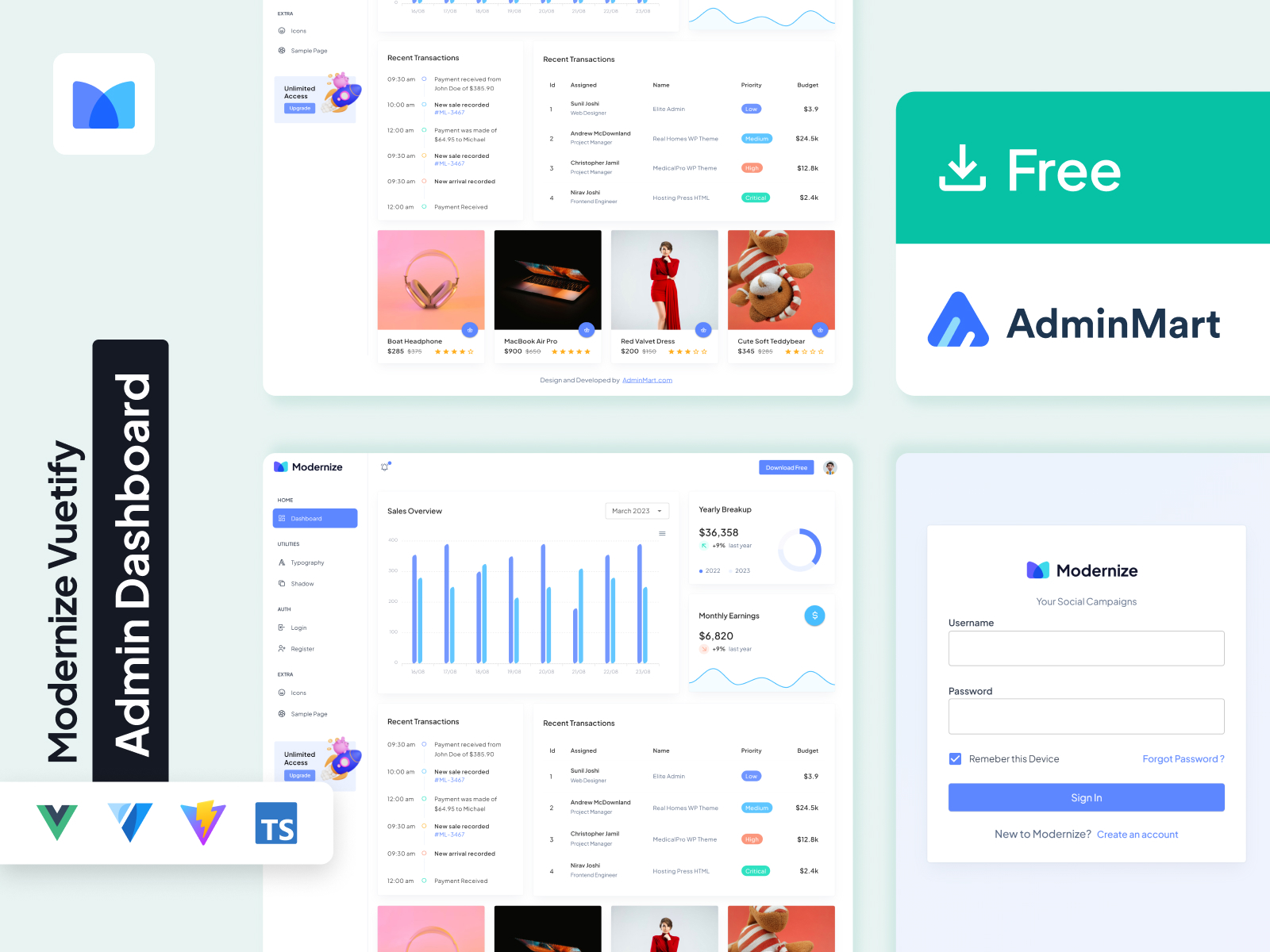 AdminMart Modernize Vue JS Admin Template cover