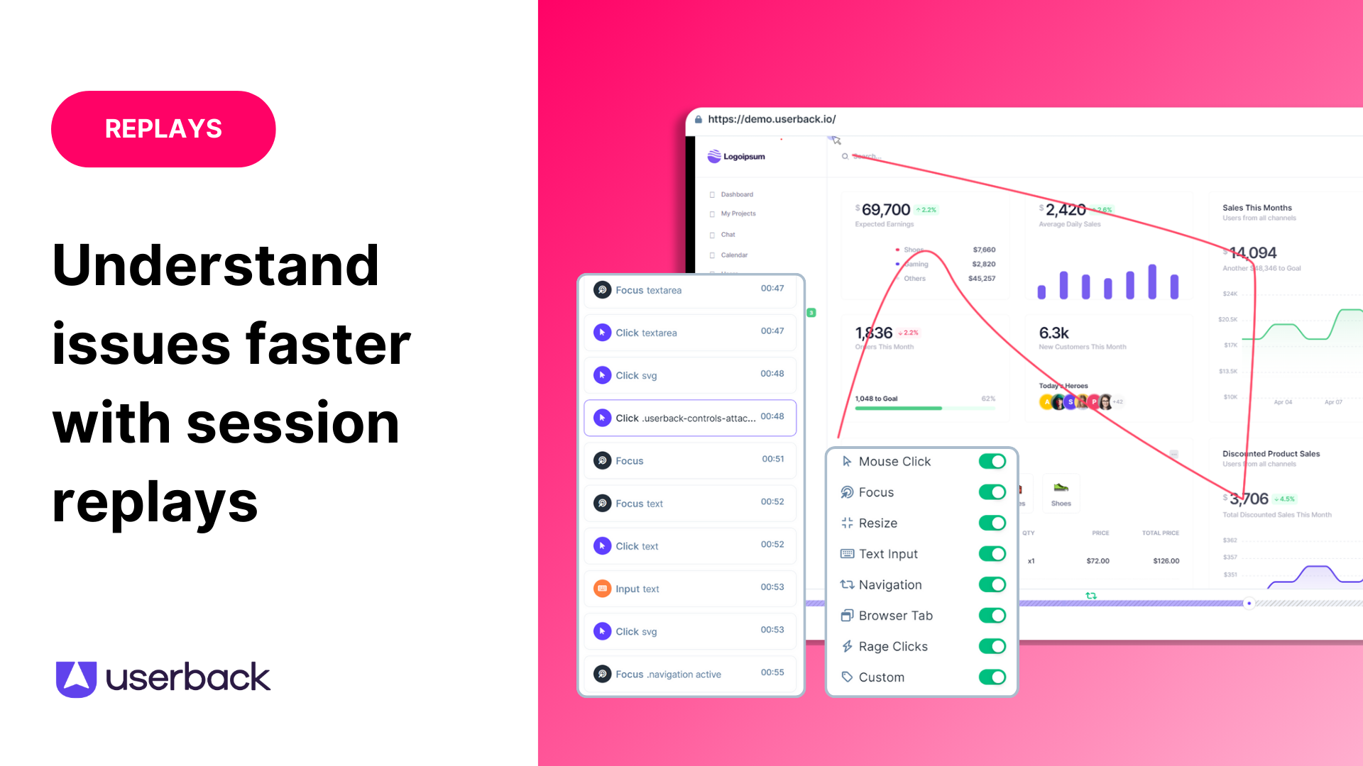 Userback Watch session replays to better understand issues