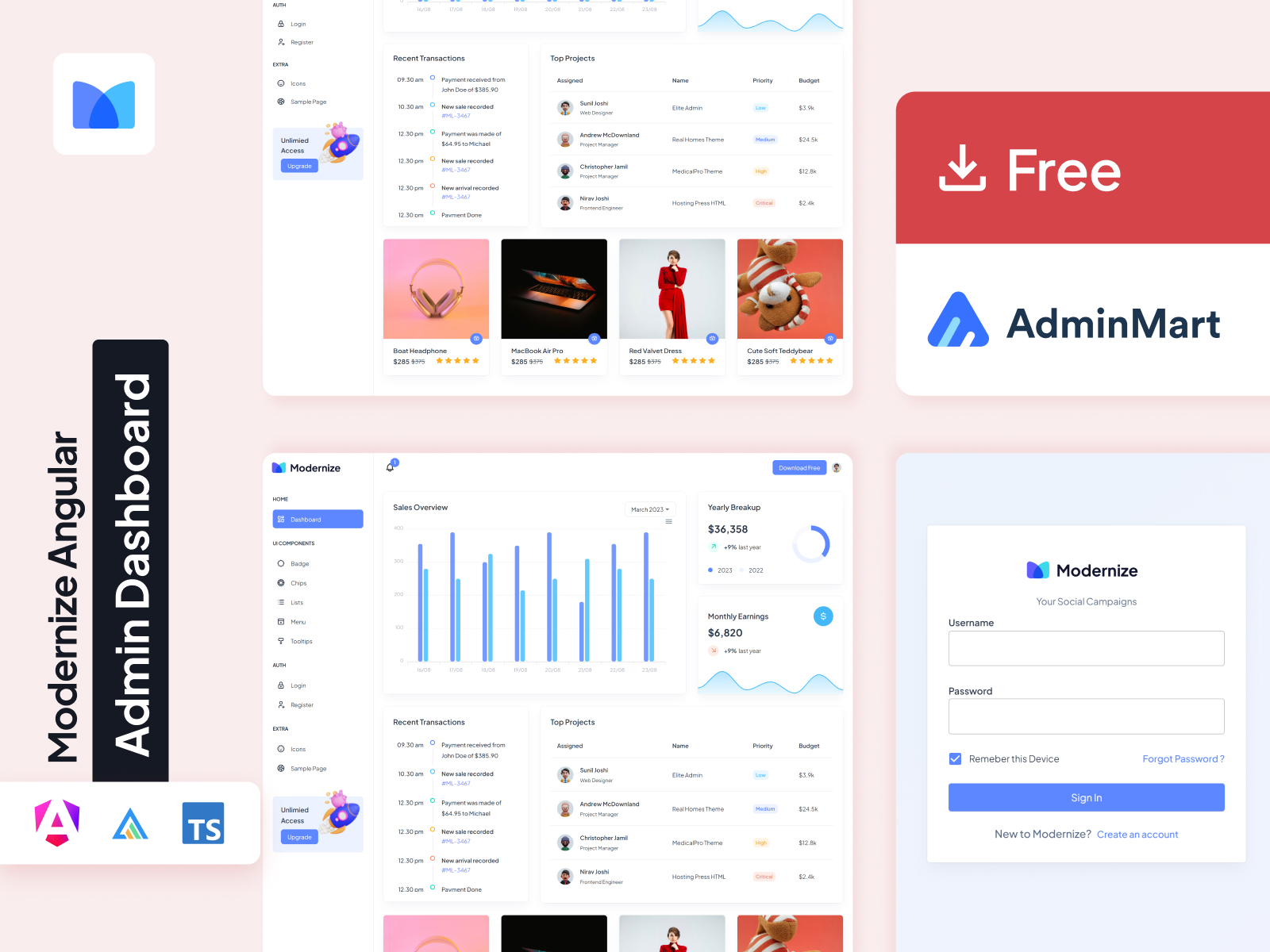 AdminMart Modernize Angular Admin Template cover