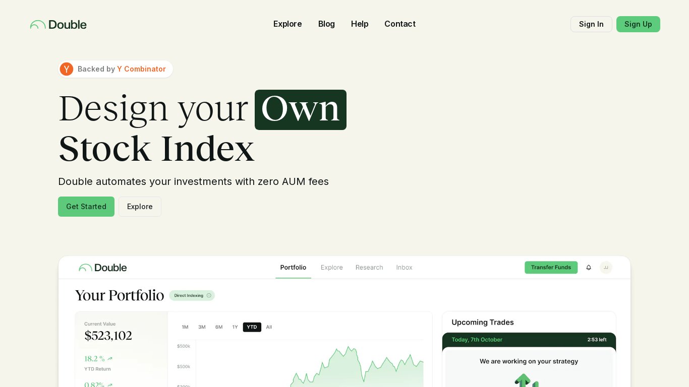 Double.finance Landing page