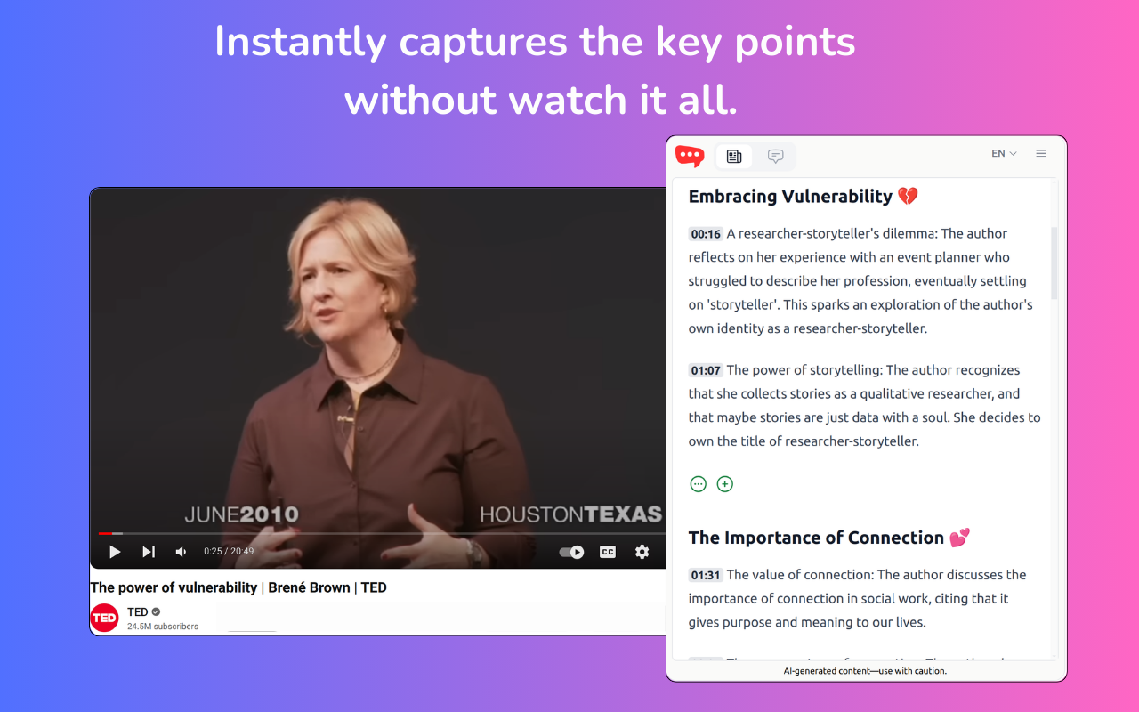 AskTube Capturing key points