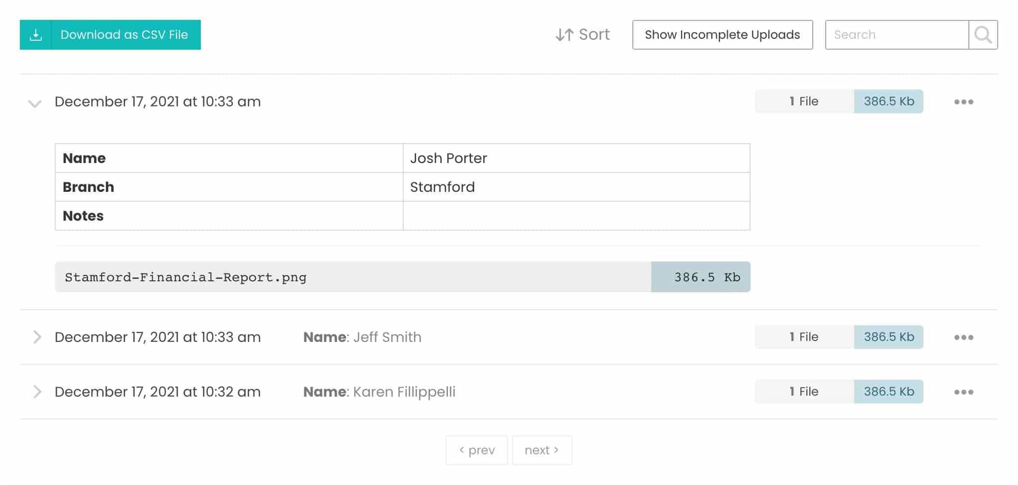 EZ File Drop Form Submissions