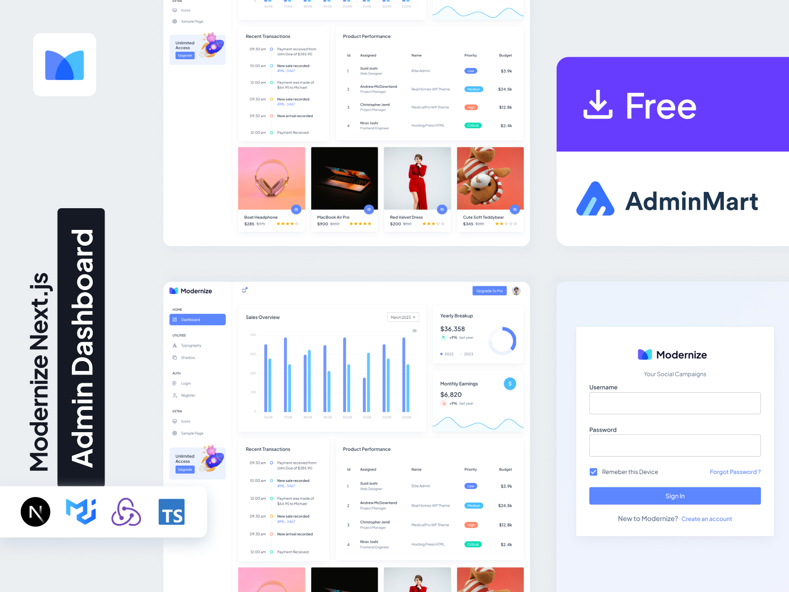AdminMart Modernize NextJS Admin Template cover