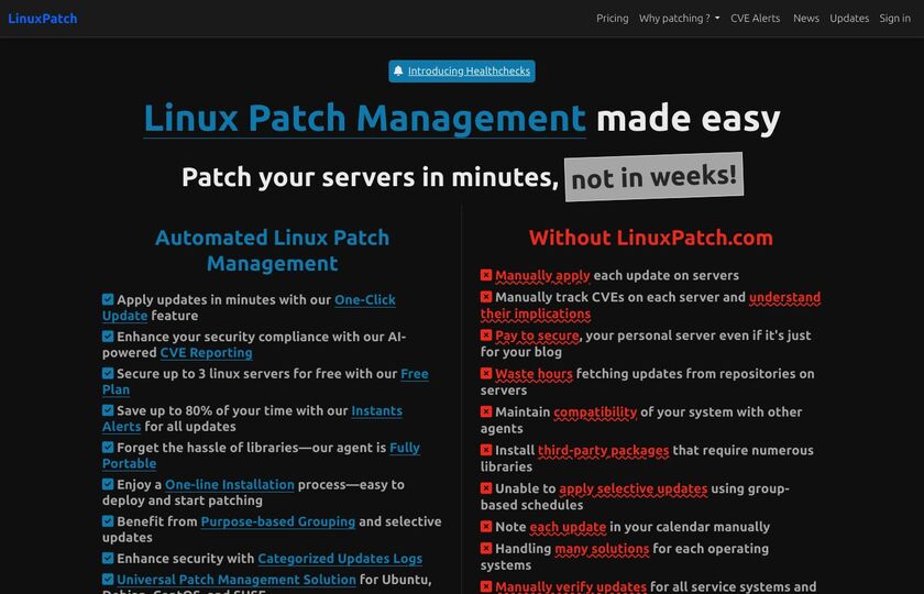 LinuxPatch.com Landing Page