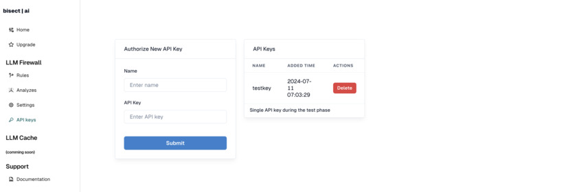 Bisect AI Api Keys