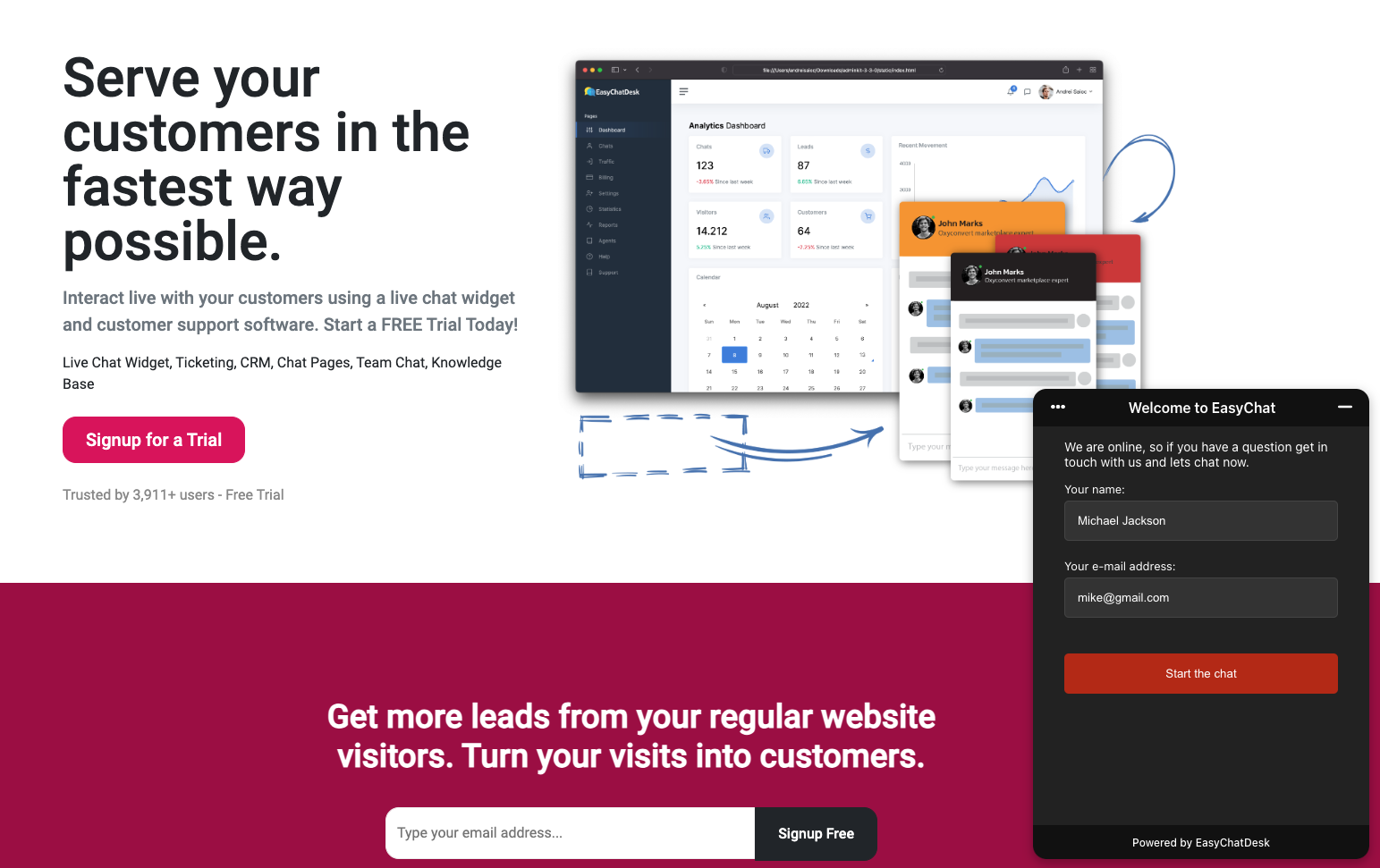 EasyChatDesk chat widget on the customer website