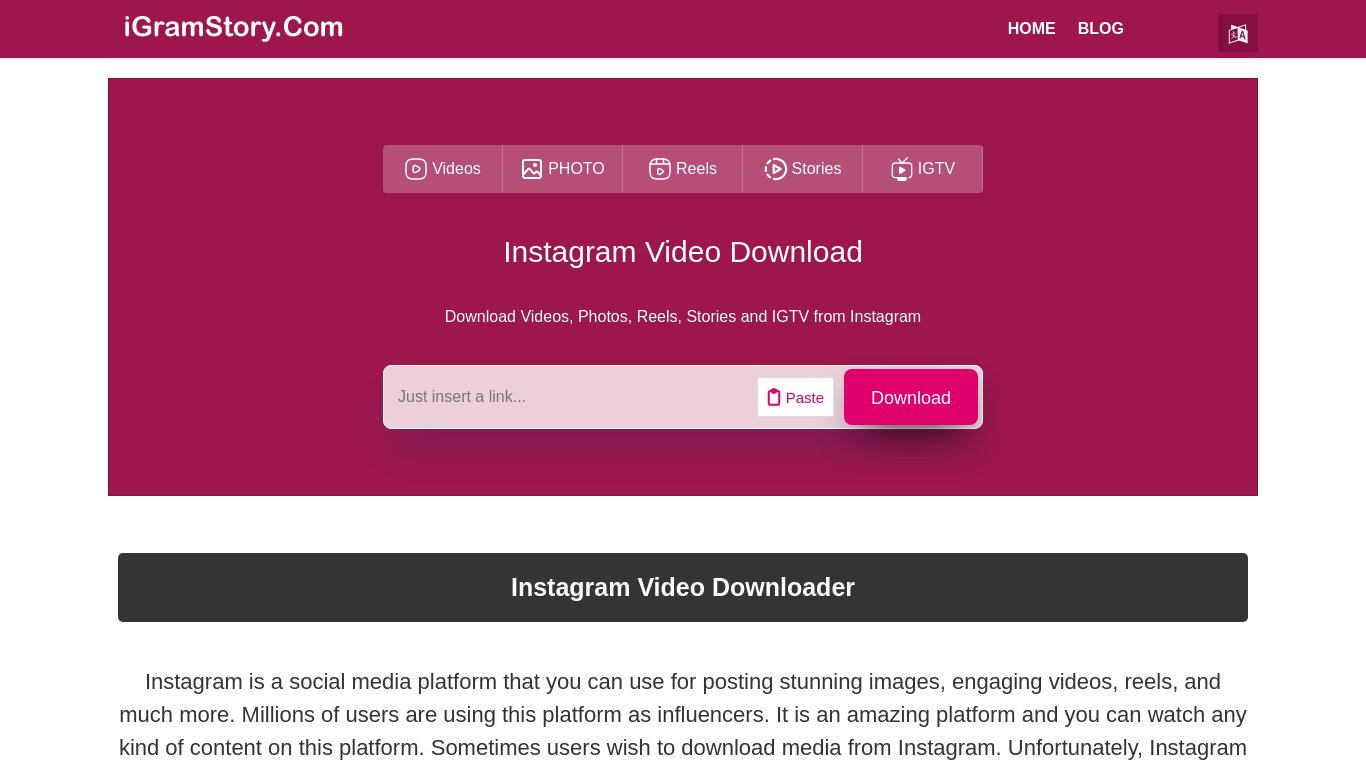iGramStory.com Landing page