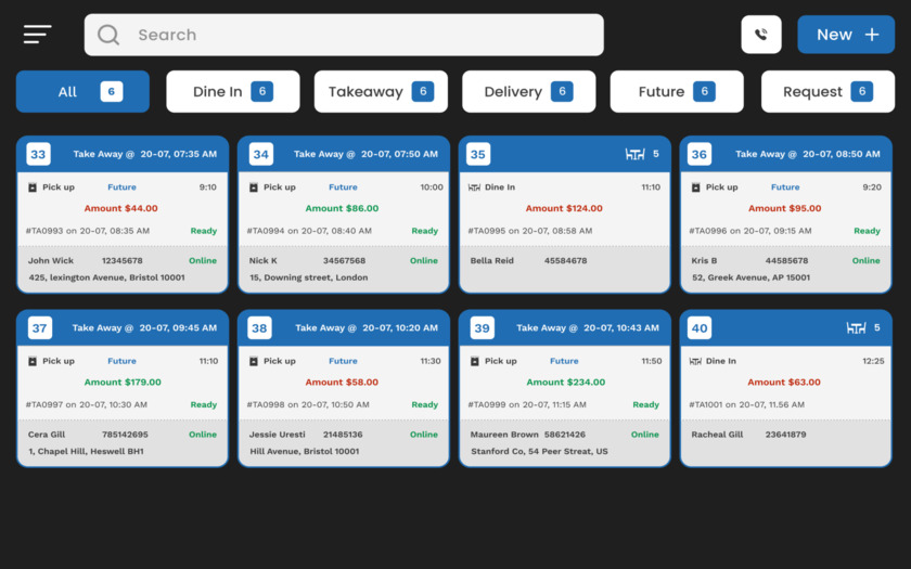 Vouch POS All order tickets in single screen