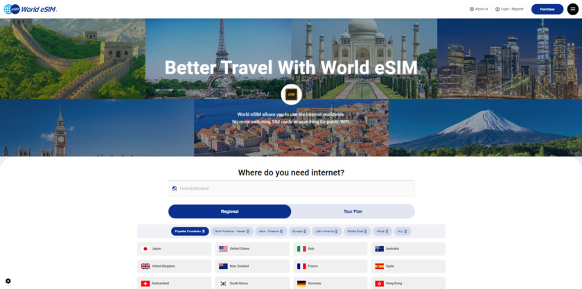 World eSIM Landing Page