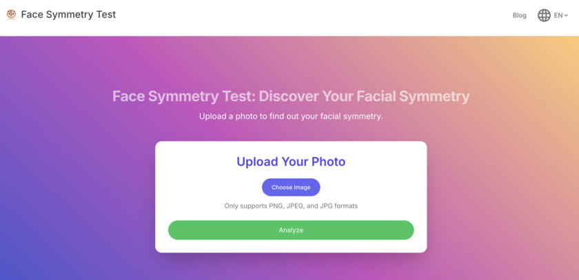 Face Symmetry Test Landing Page