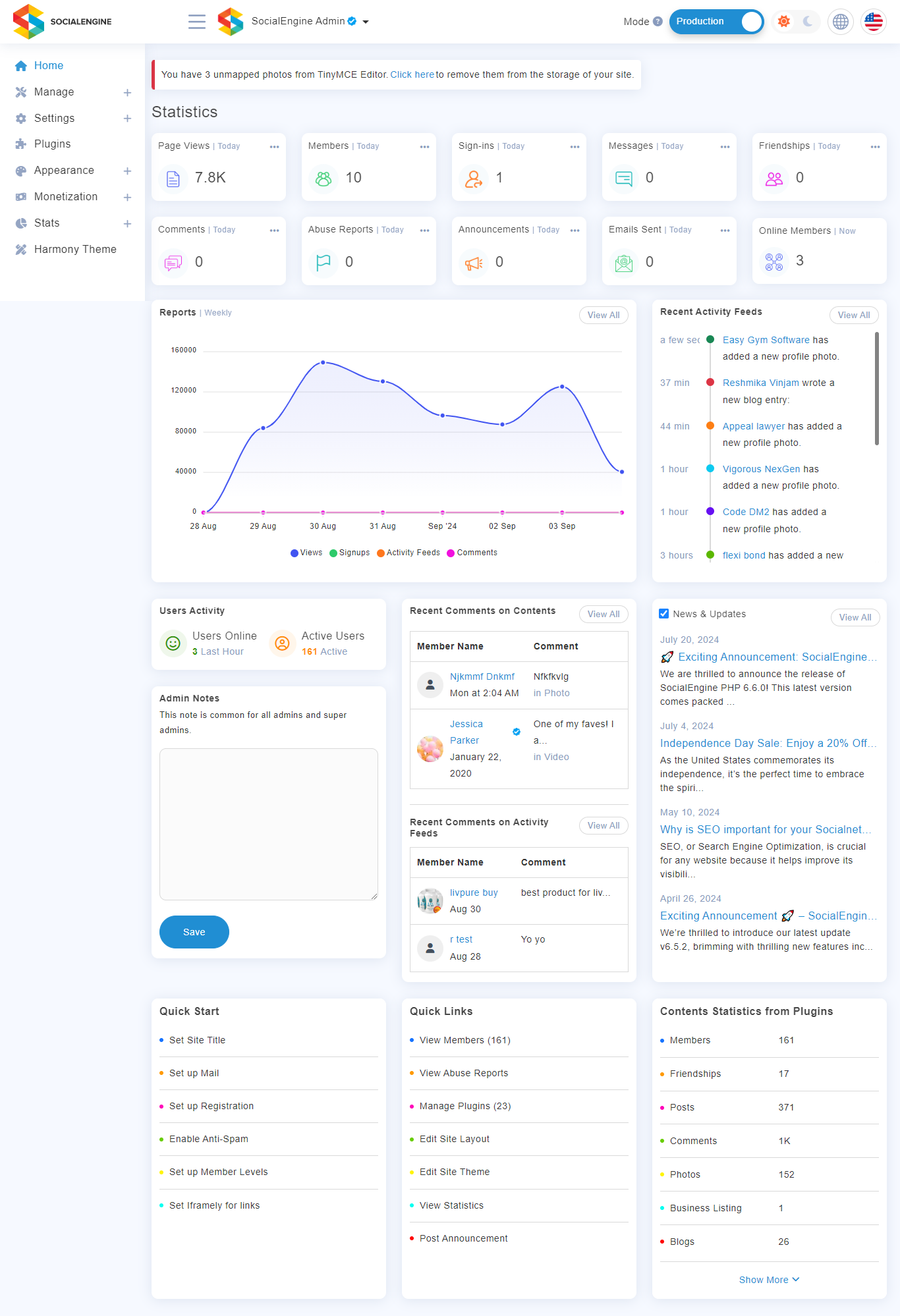 SocialEngine SocialEngine Admin Dashboard
