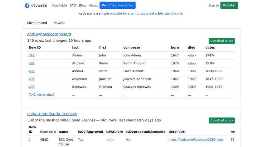 csvbase Landing Page
