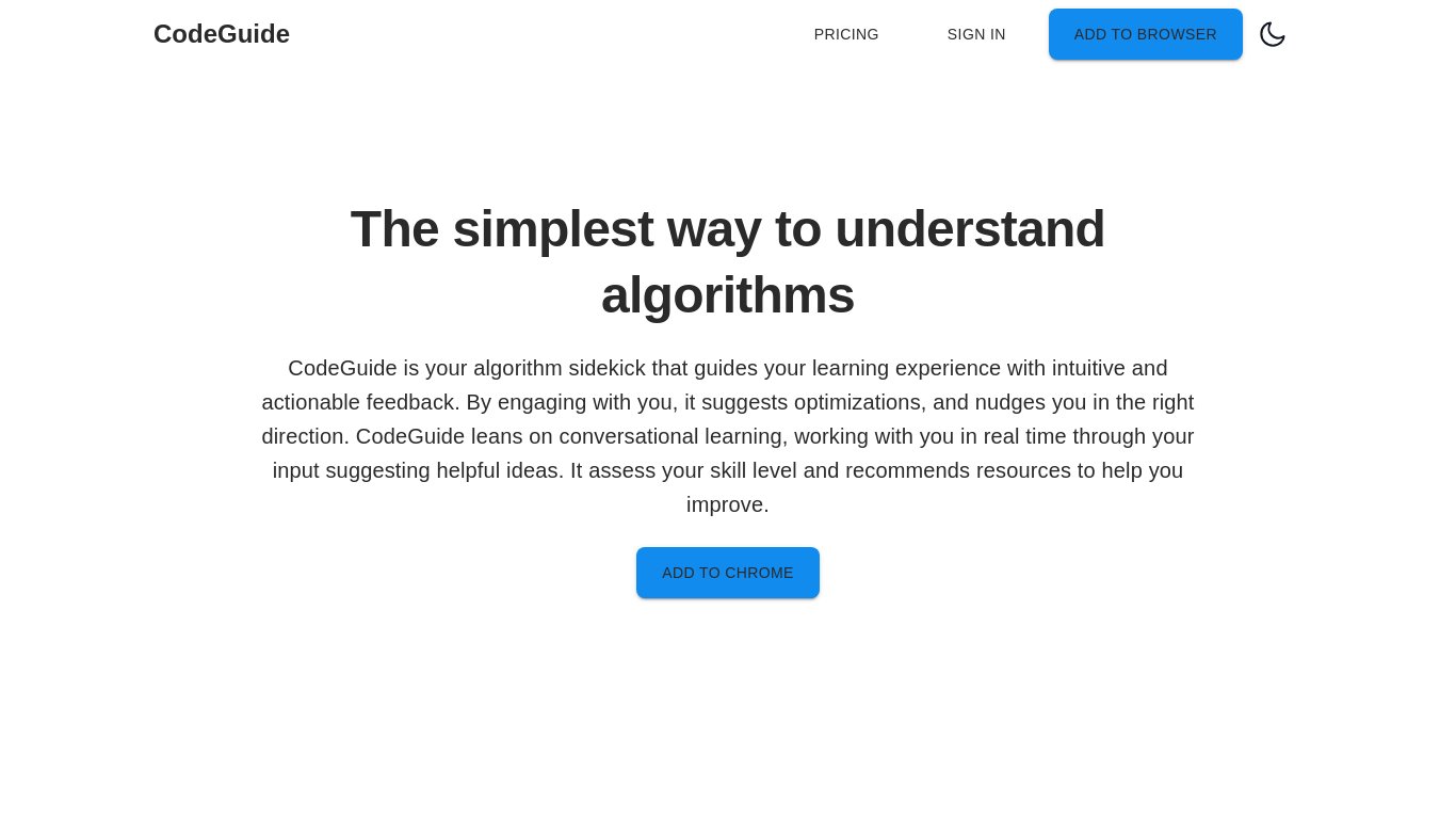 CodeGuideAI Landing page