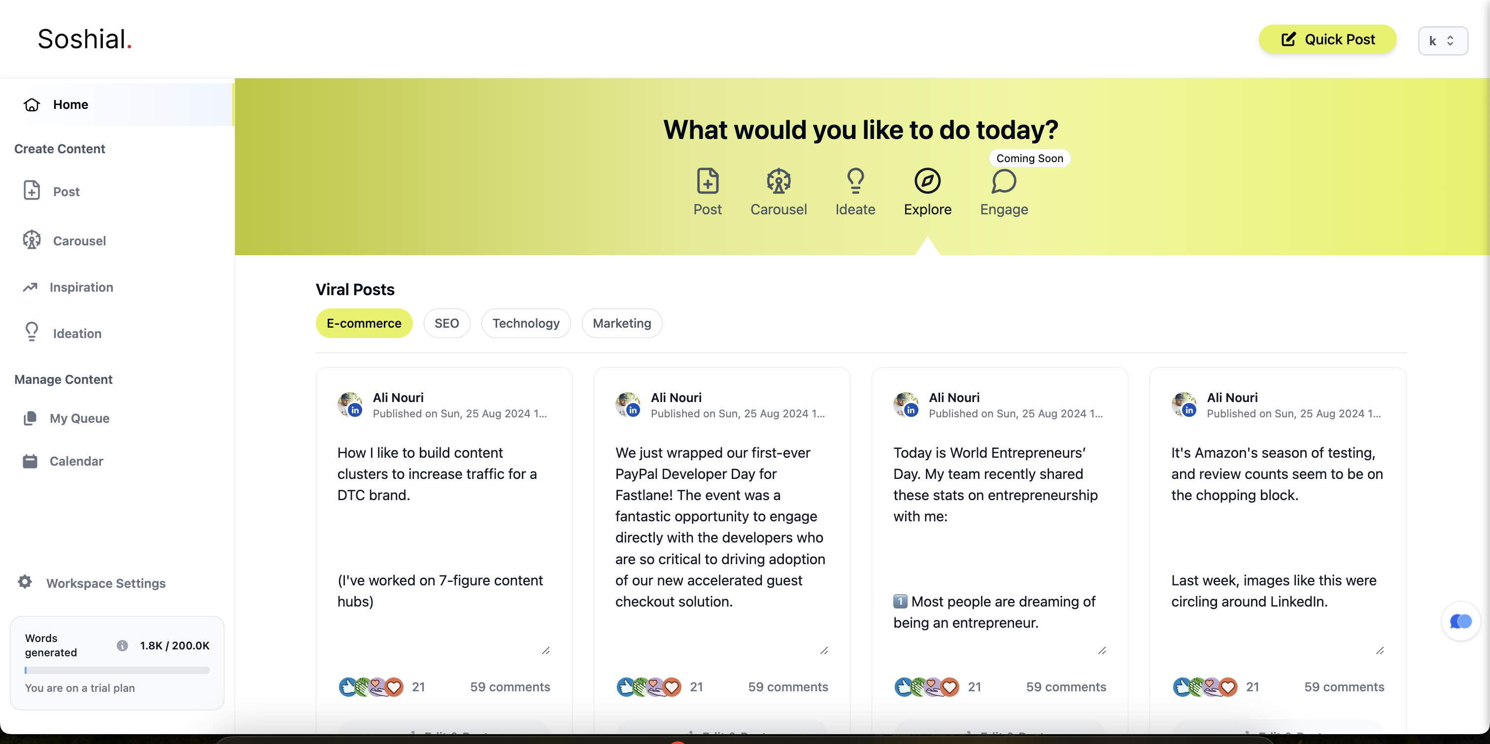 Soshial.io Soshial Dashboard