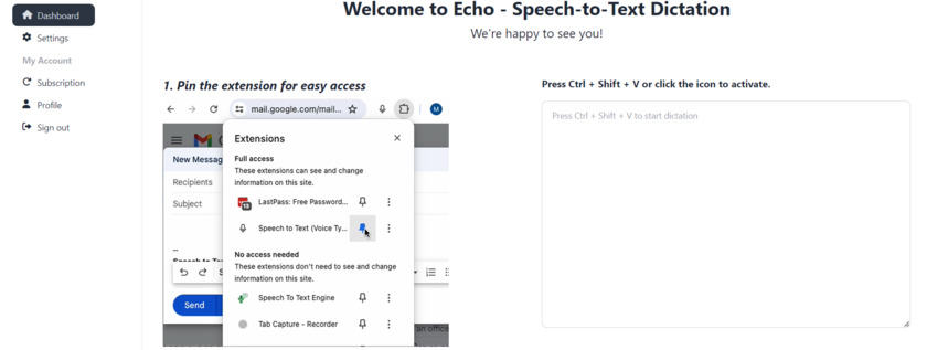 Echo STT Landing Page