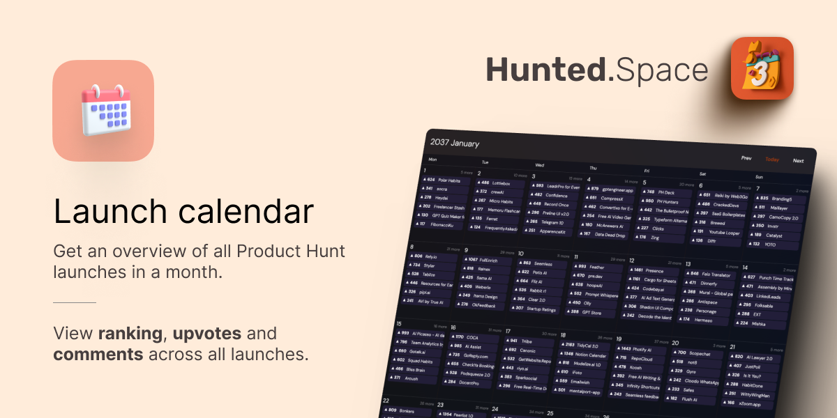 Hunted Space Hunted Space Product Hunt Launch Calendar