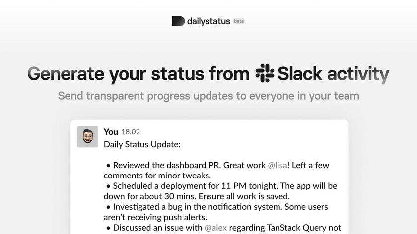 dailystatus.ai Landing Page