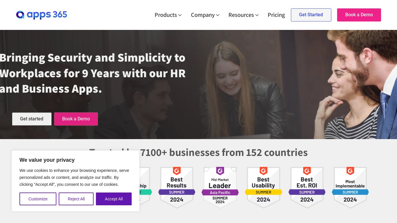 Apps 365 Landing page
