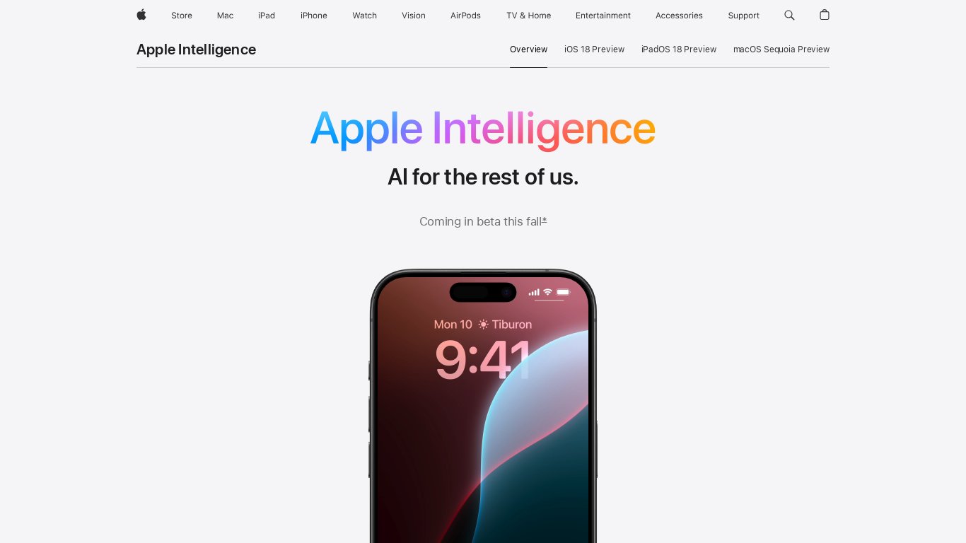 Apple Intelligence Landing page