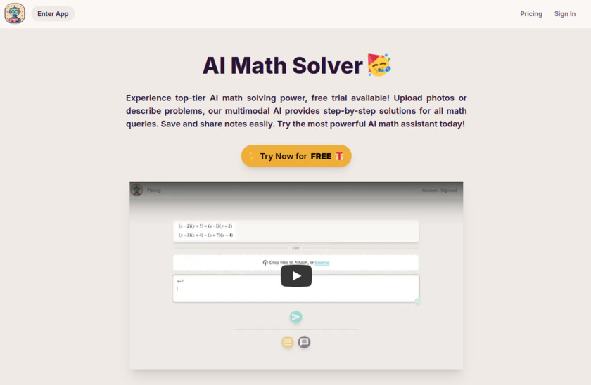 AI Math Solve Landing Page