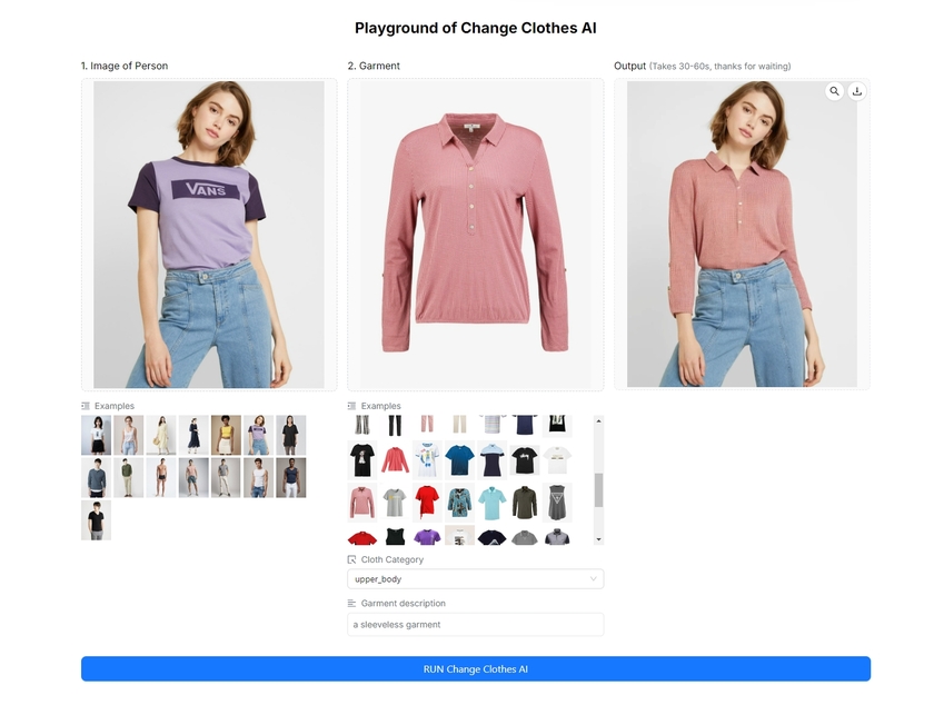 Change Clothes AI Online Landing Page