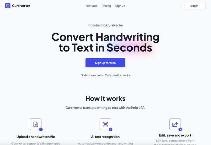Cursiverter Landing Page