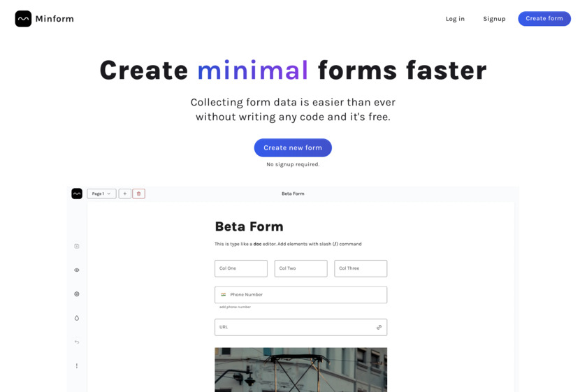 Minform.io Landing Page