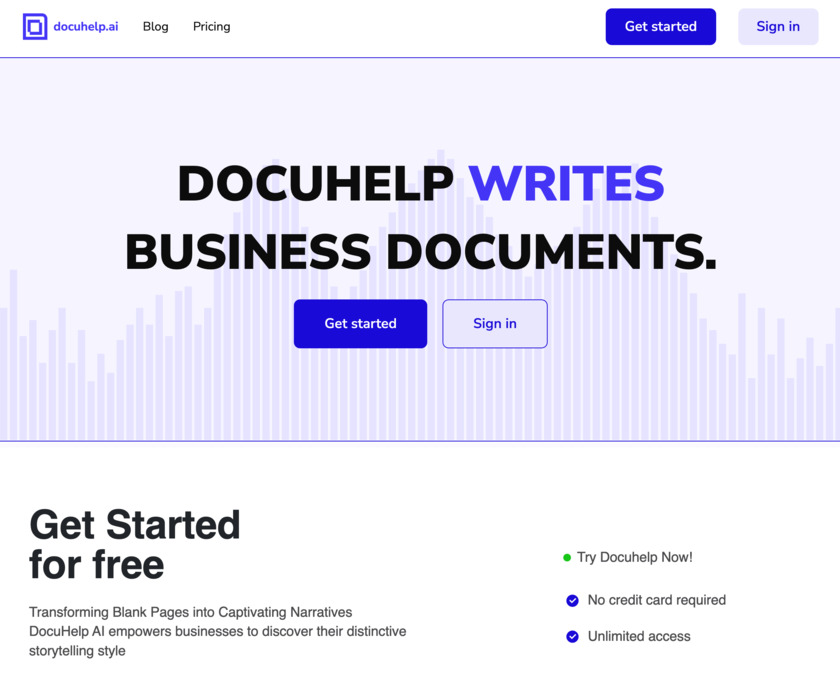 DocuHelp Landing Page