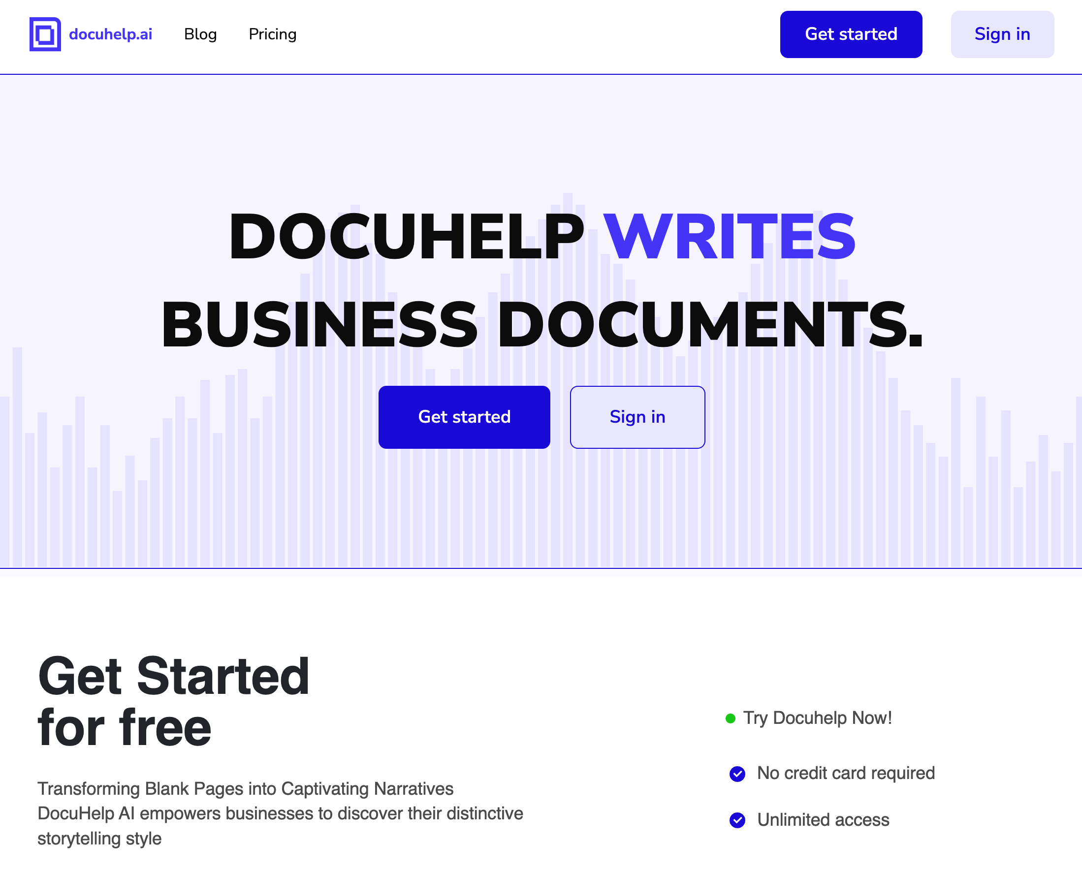 DocuHelp homepage