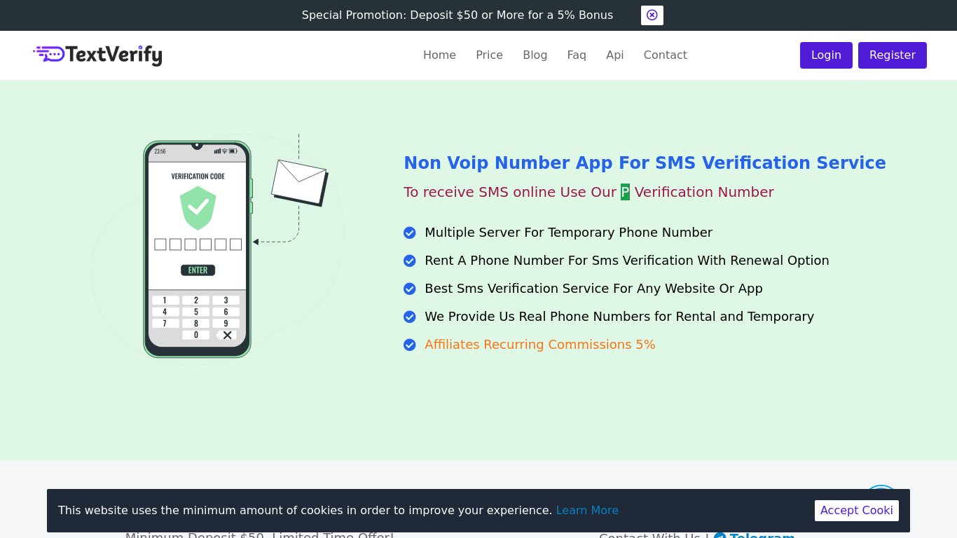 TextVerify.io Landing page