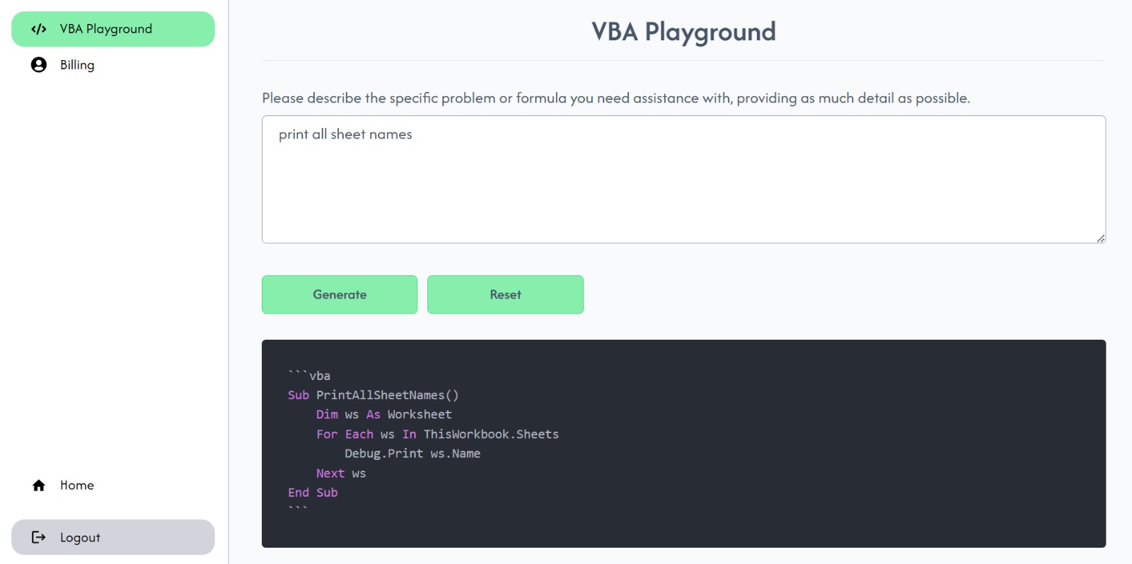 VBA Code Generator 