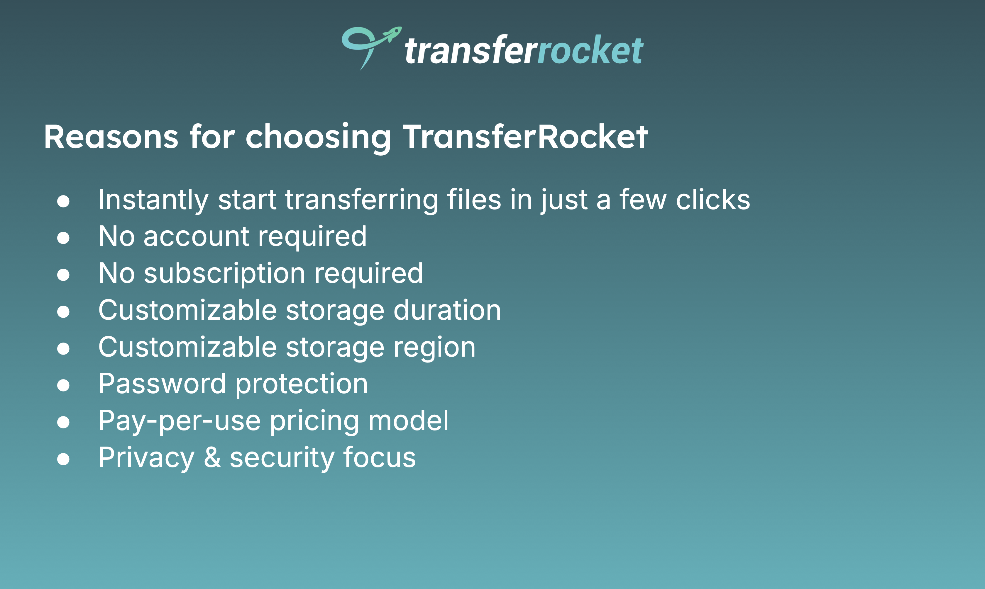 TransferRocket.io Reasons for choosing TransferRocket