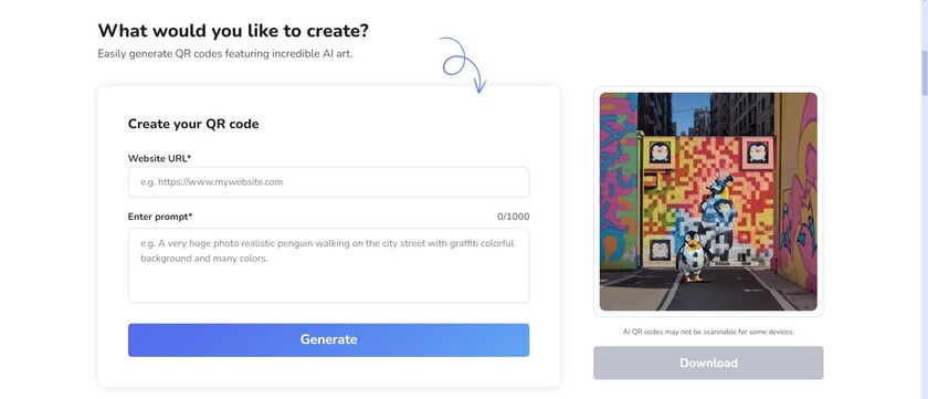 MyQRCode Landing Page