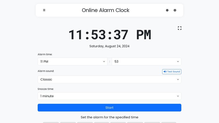 Alarm and Clock Landing Page
