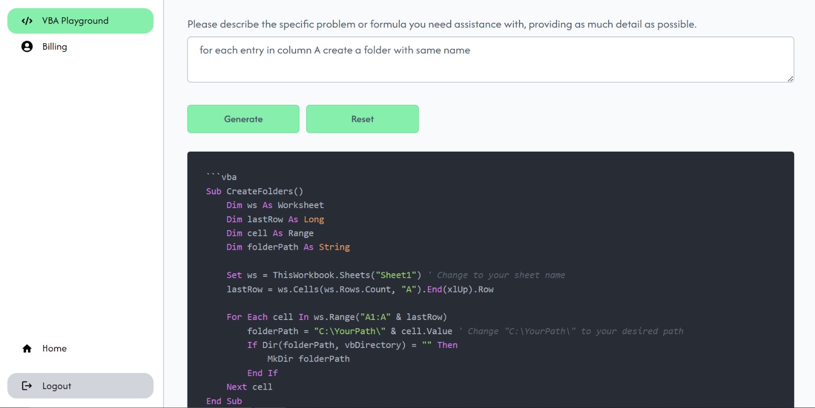VBA Code Generator 