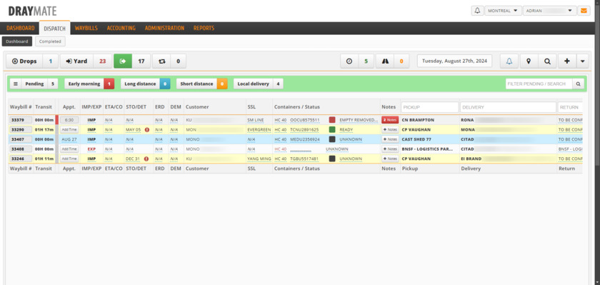 DrayMate Dispatch Dashboard