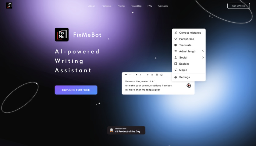 FixMeBot Landing Page