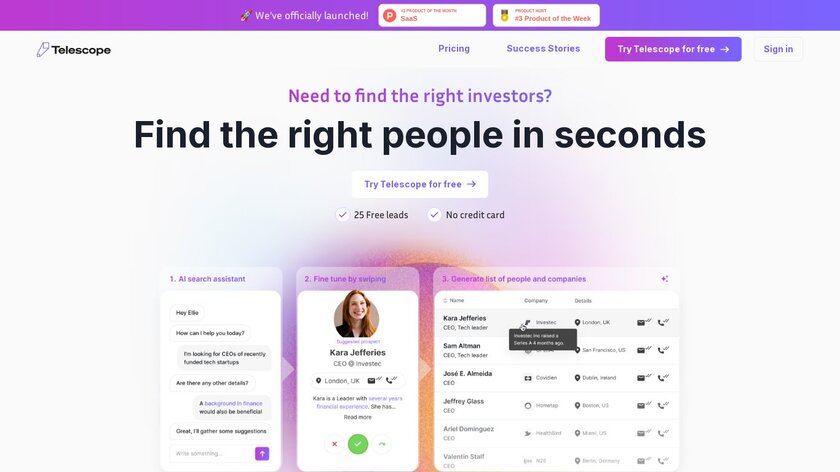 TryTelescope.ai Landing Page