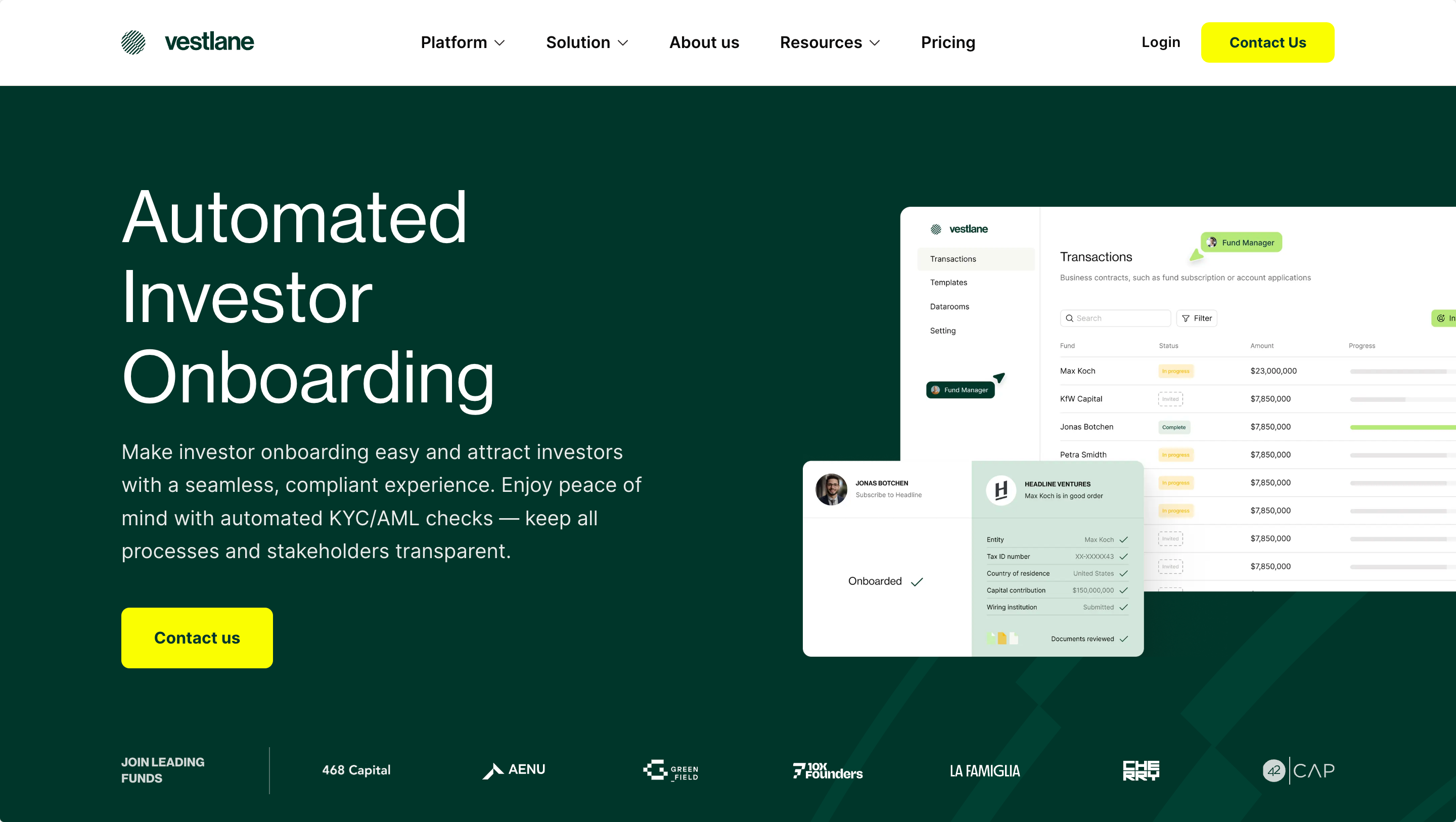 Vestlane Investor Onboarding 