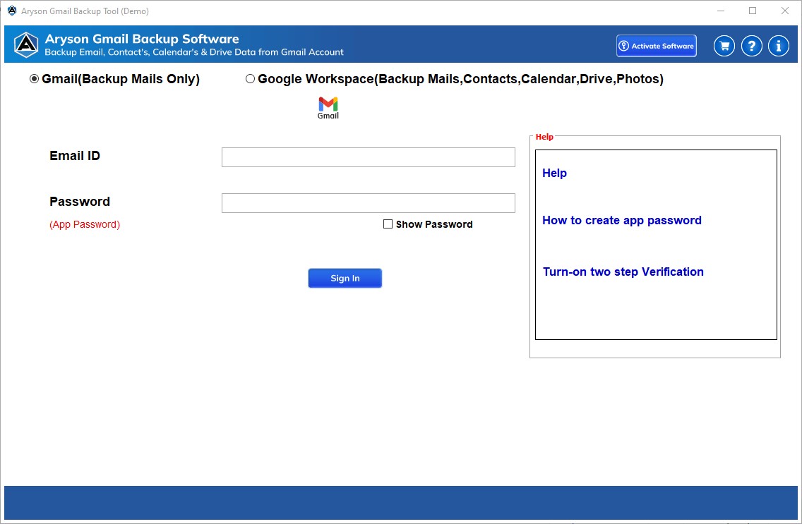 Aryson Gmail Backup Tool 