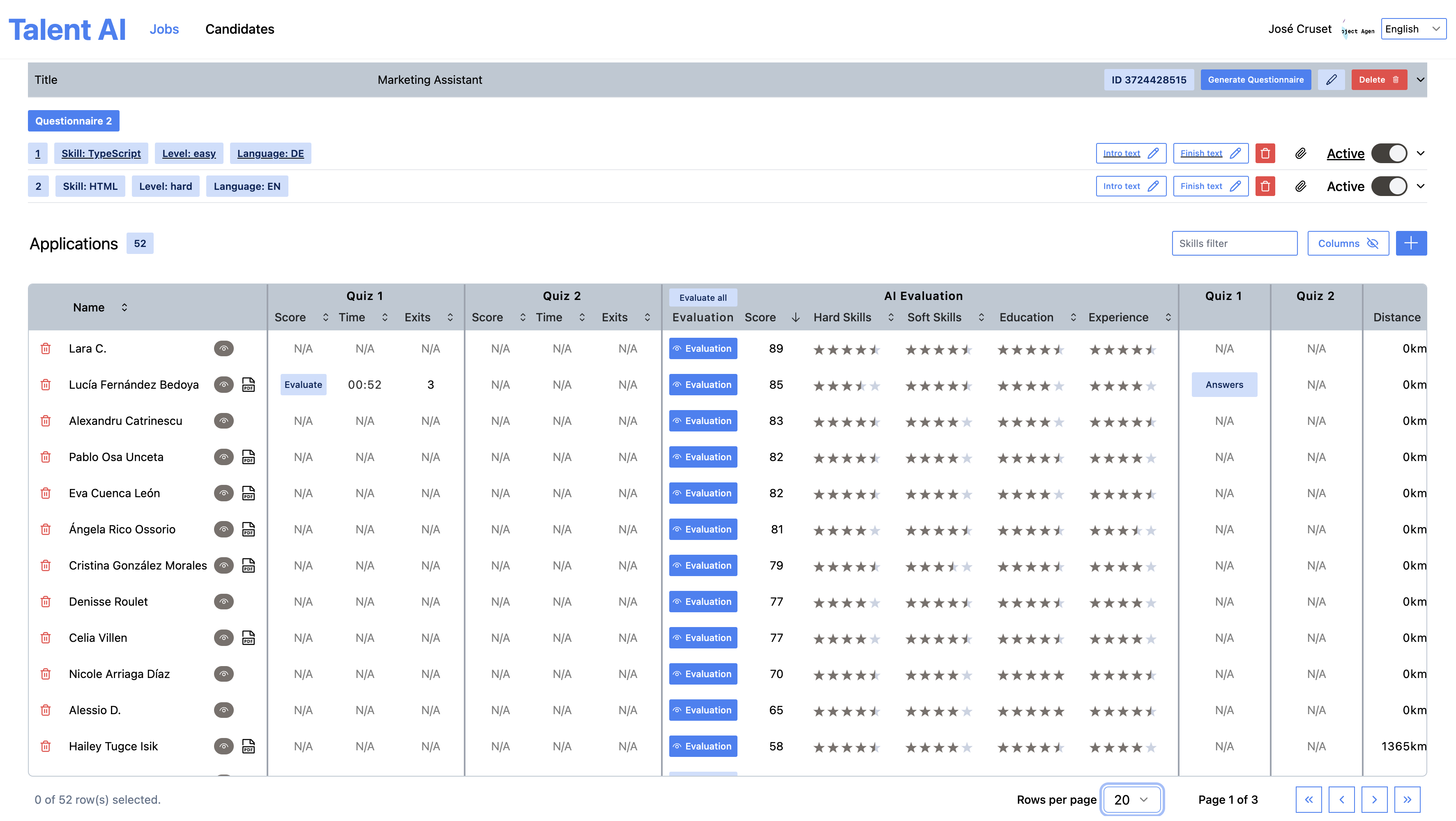 Talent24.ai Application Dashboard
