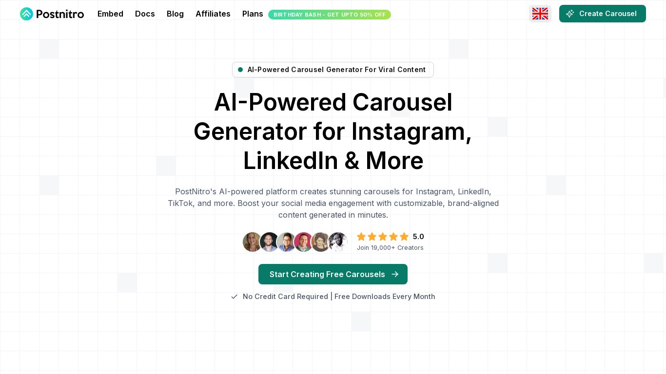 Postnitro AI Landing page