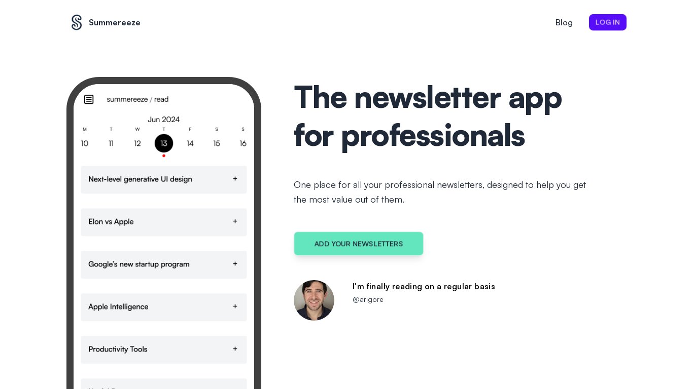 Summereeze Landing page