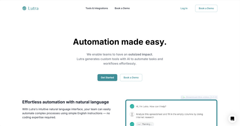 Lutra.ai Landing Page