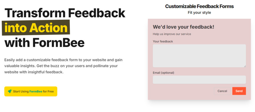 tryFormBee.com Landing Page