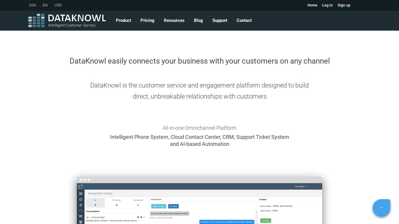 DataKnowl Landing page