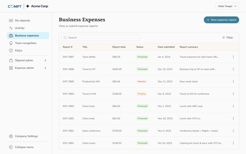 Compt Compt Business Expenses Dashboard