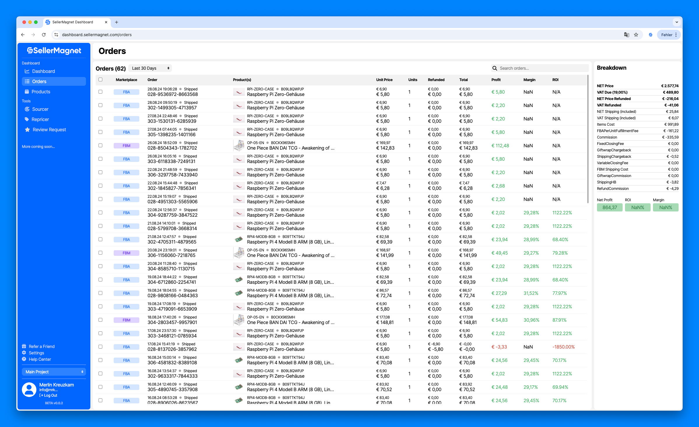 SellerMagnet SellerMagnet Order Overview